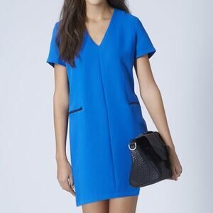 Topshop Cobalt Blue Zipper Shift Dress Size 6